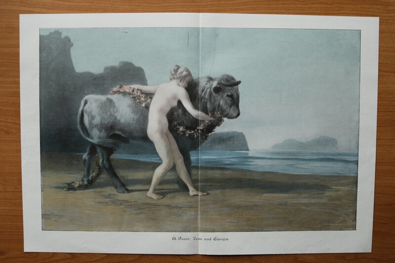 Kunst Druck nach M Dasio 1899-1905 Zeus und Europa Stier Mythologie 52 x 35 cm Kunst Druck nach M Dasio 1899-1905 Zeus und Europa Stier Mythologie 52 x 35 cm