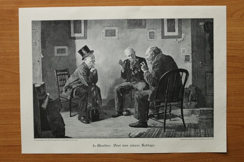 Holzstich nach L Moeller 1890-1910 Drei von einem Schlag Alte Herren 36,5 x 26 cm Holzstich nach L Moeller 1890-1910 Drei von einem Schlag Alte Herren 36,5 x 26 cm