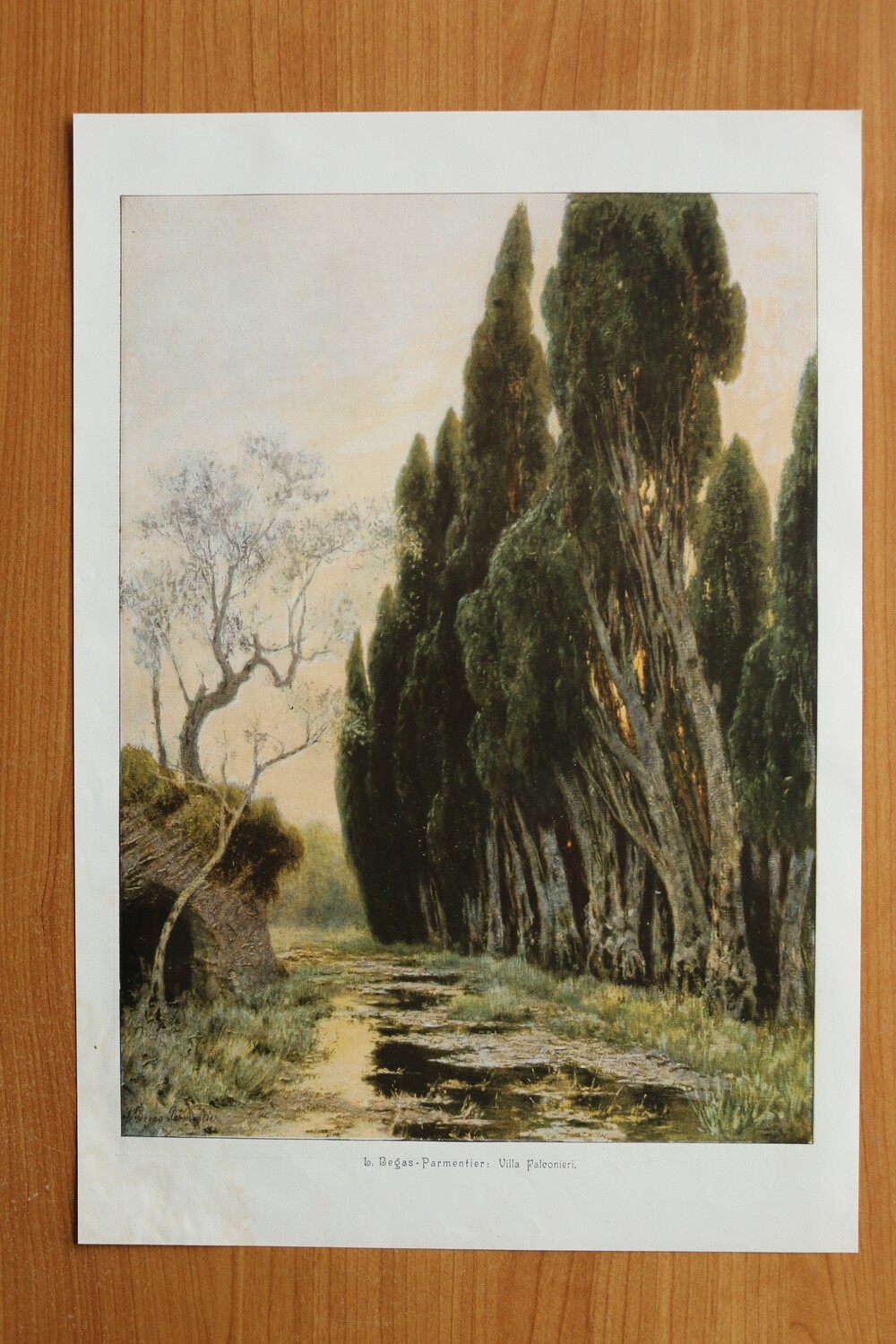 Kunst Druck nach L Begas Parmetier 1890-1910 Villa Falconieri Italien 26,5 x 38,5 cm