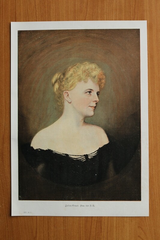 Kunst Druck nach Julius Kraut 1890-1910 Frau von P G Portrait Mode 25,5 x 36,5 cm Kunst Druck nach Julius Kraut 1890-1910 Frau von P G Portrait Mode 25,5 x 36,5 cm