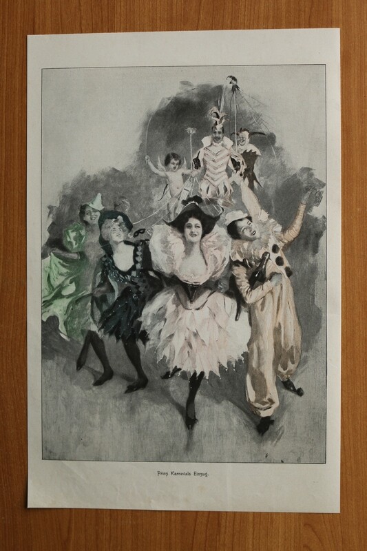 Kunst Druck nach unbekannt 1890-1910 Prinz Karneval Einzug Kostüme 25,5 x 39 cm Kunst Druck nach unbekannt 1890-1910 Prinz Karneval Einzug Kostüme 25,5 x 39 cm