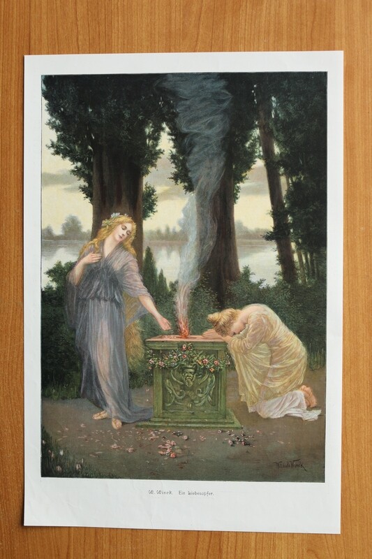 kunst Druck nach W Winck 1890-1910 Ein Liebeopfer Frauen Antike 25 x 37,5 cm kunst Druck nach W Winck 1890-1910 Ein Liebeopfer Frauen Antike 25 x 37,5 cm