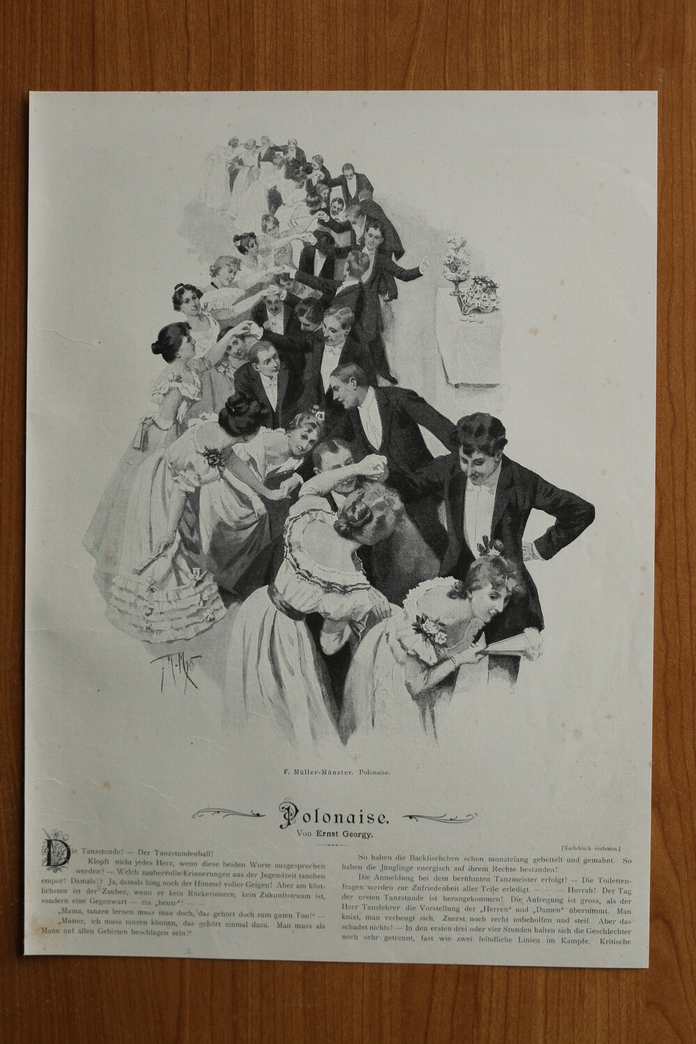 Kunst Druck nach F Müller Münster 1890-1910 Polonaise 25,5 x 35,5 cm