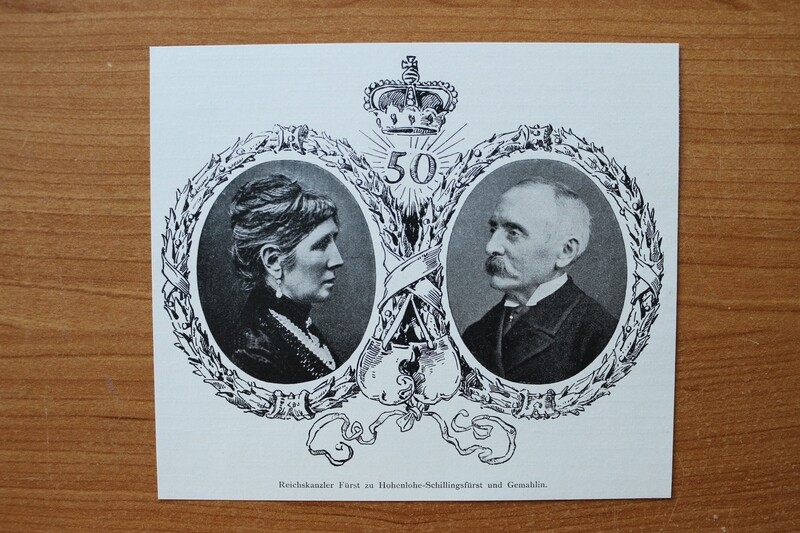 50 Jähriges Jubiläum Kunst Druck 1890-1910 Reichskanzler Fürst zu Hohenlohe Schillingsfürst und Gemahlin Adel Monarchie Politik 16 x 13,5 cm 50 Jähriges Jubiläum Kunst Druck 1890-1910 Reichskanzler Fürst zu Hohenlohe Schillingsfürst und Gemahlin Adel Monarchie Politik 16 x 13,5 cm