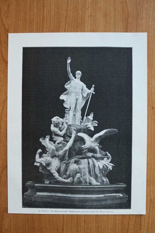 Kunst Druck nach E Hellmer 1890-1910 Die Macht zu Lande Marmorgruppe neuer Flügel der Wiener Hofburg Wien Österreich 21,5 x 28 cm Kunst Druck nach E Hellmer 1890-1910 Die Macht zu Lande Marmorgruppe neuer Flügel der Wiener Hofburg Wien Österreich 21,5 x 28 cm
