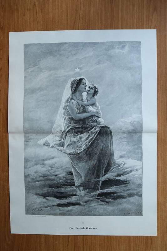 Holzstich nach Paul Barthel 1890-1910 Madonna mit Kind Stern Religion 52 x 37,5 cm Holzstich nach Paul Barthel 1890-1910 Madonna mit Kind Stern Religion 52 x 37,5 cm