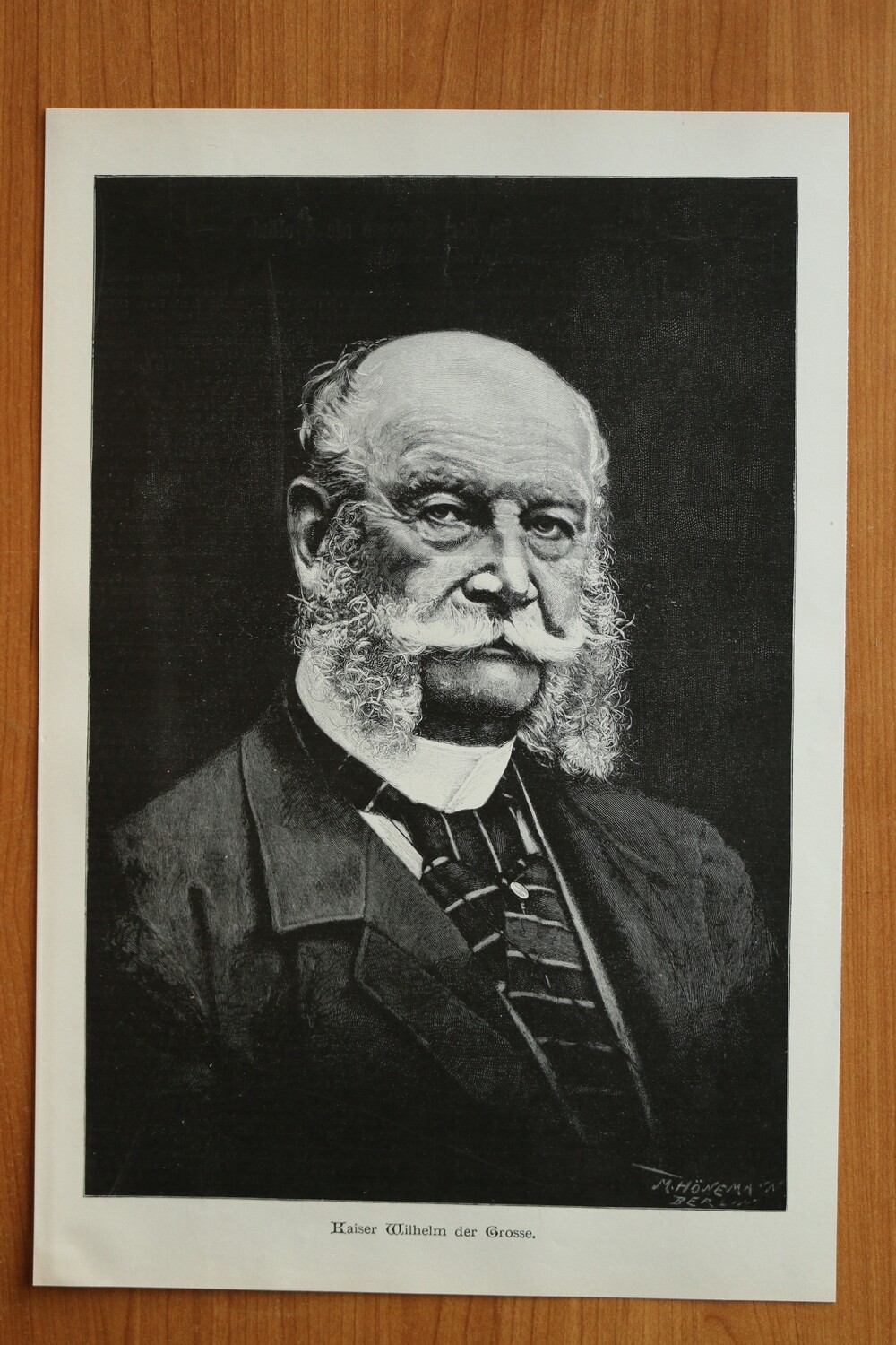 Holzstich nach M Hönemann Berlin 1890-1910 Kaiser Wilhelm I der Grosse Deutschland Portrait 26,5 x 39 cm