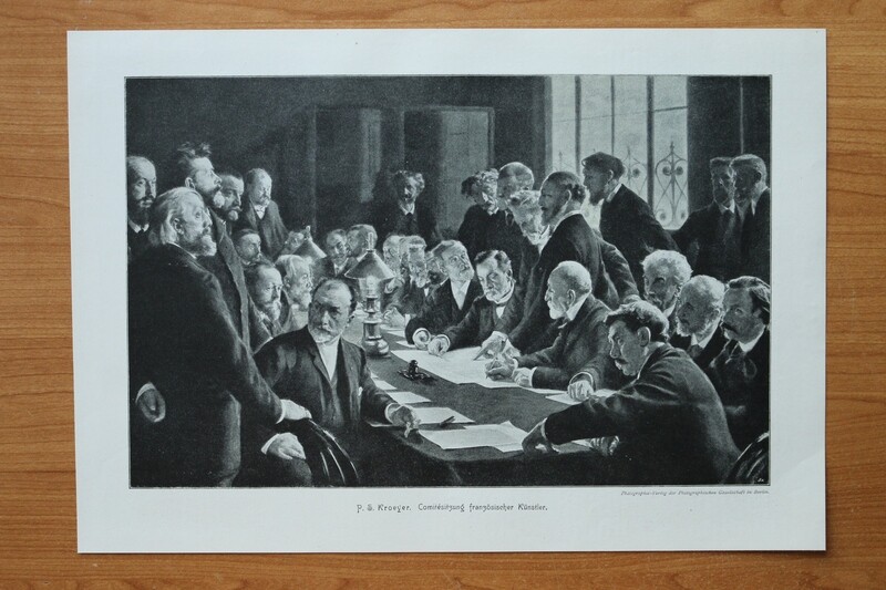 Kunst druck nach P S Kroeyer 1890-1910 Comitésitzung französischer Künstler Frankreich 37 x 26 cm