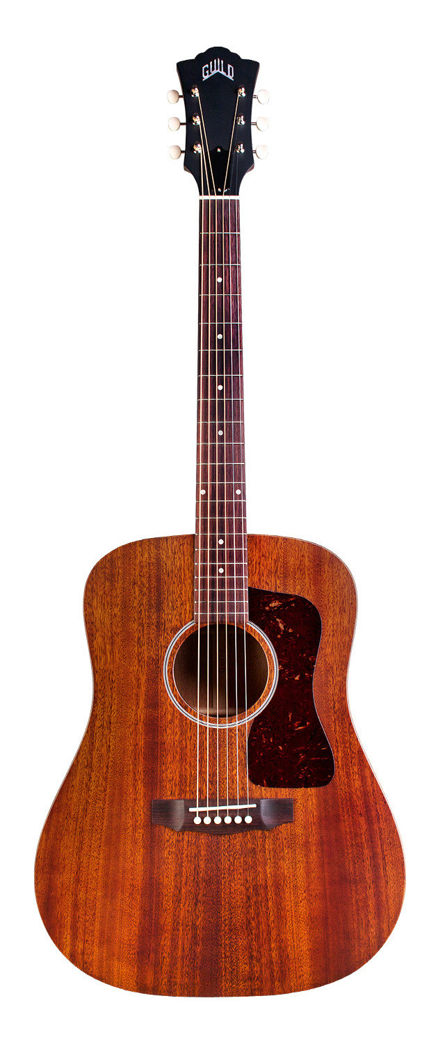 Guild D-20E - Natural - Solid Mahogany Top, Back, Sides - Acoustic Steel String Guitar - Hand Made in USA - LR Baggs Electronics