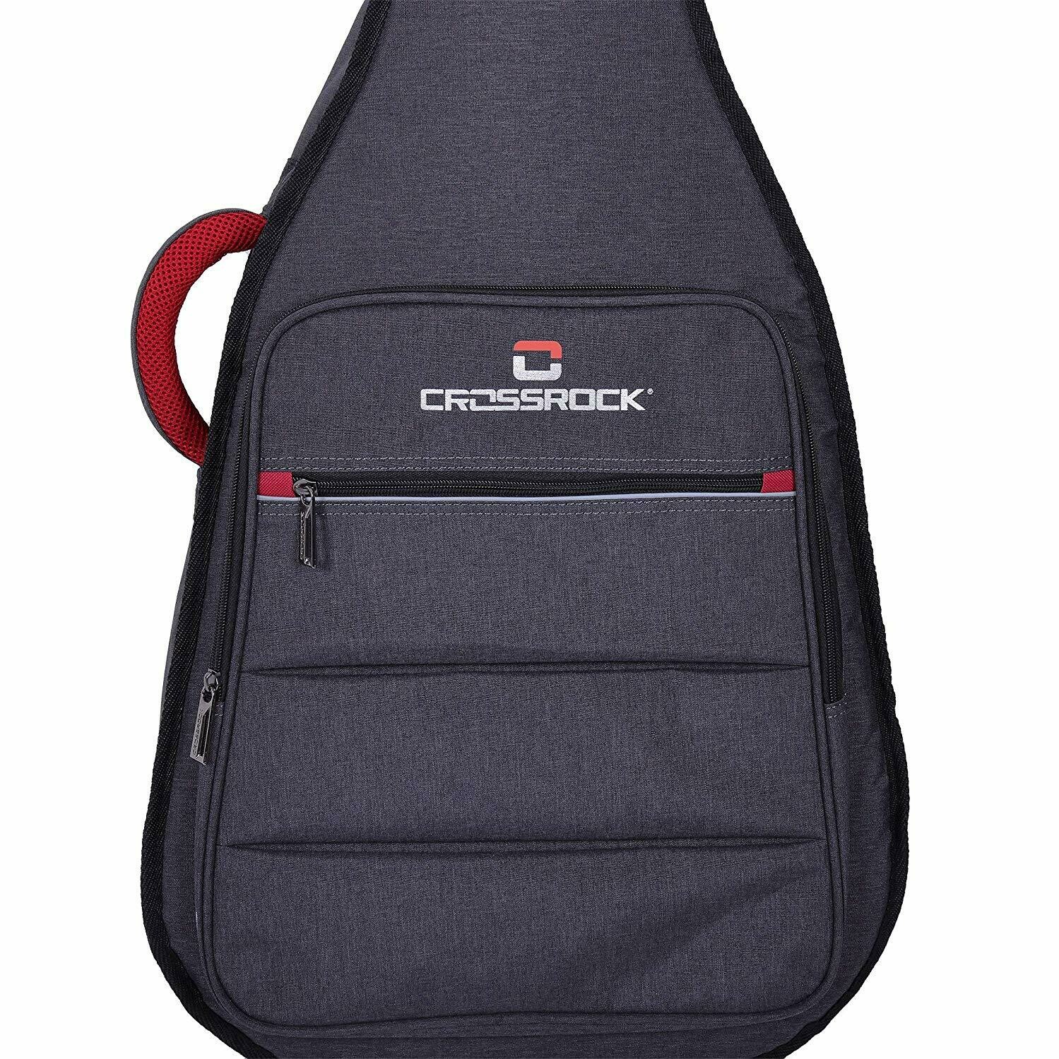 Crossrock CRSG107CTDG - 10mm Padded Gig Bag - ¾  Size Classical Guitar - Dark Gray/Red
