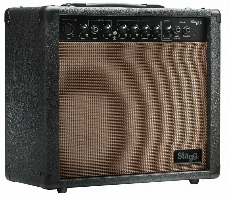 Stagg 20 AA R USA 20 Watt RMS Acoustic Guitar Amplifier with Spring Reverb
