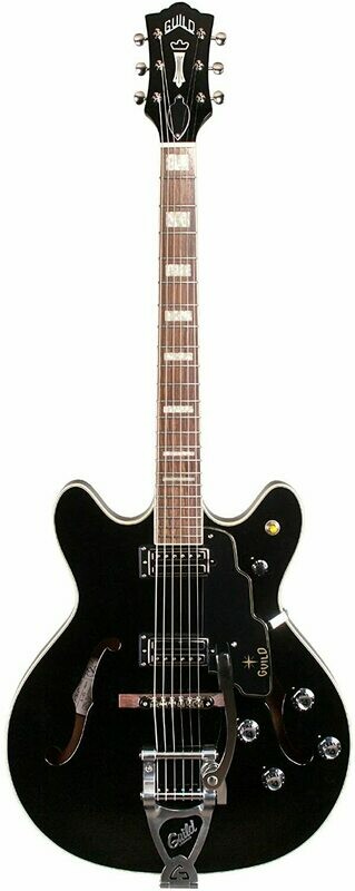 Guild Starfire V -  Semi-Hollow Body Electric Guitar with Case (Black)