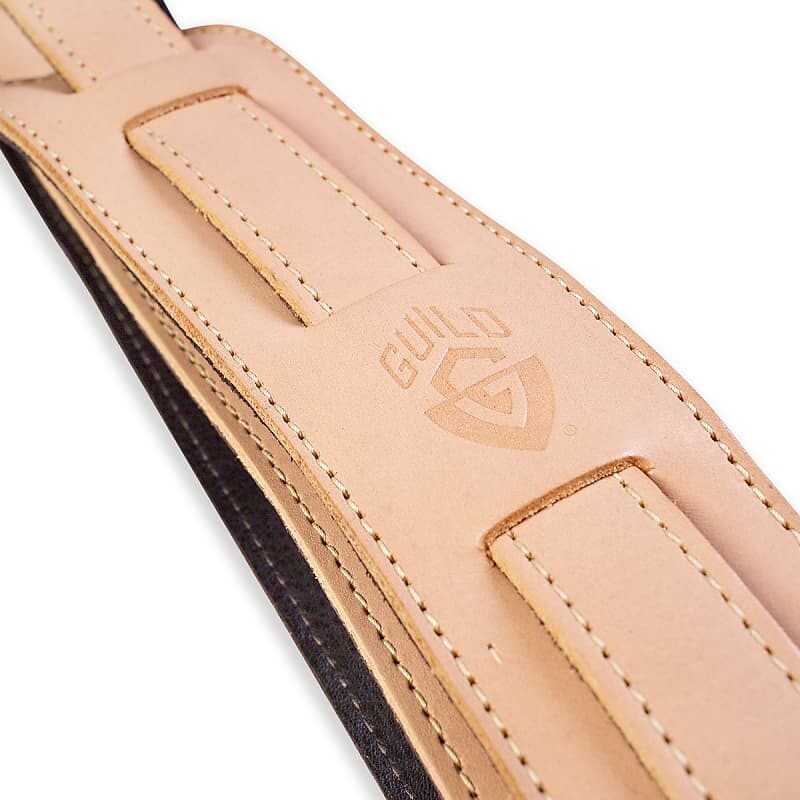 Guild Vintage Leather Shoulder Pad Guitar Strap - Tan – Made in USA