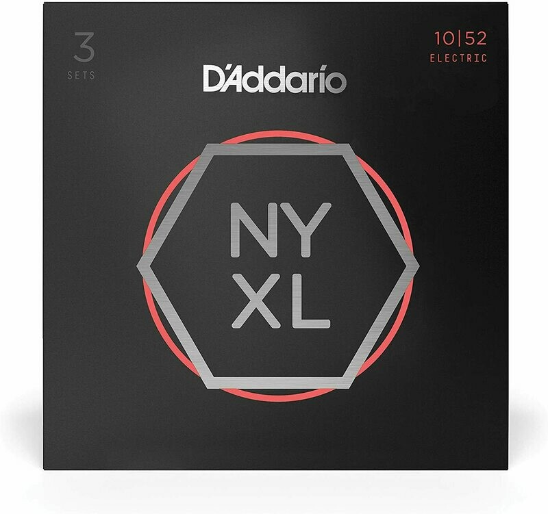 D'Addario NYXL 1052 Nickel Wound Electric Guitar Strings, Light Top/ Heavy Bottom, 10-52, 3 Sets (NYXL1052-3P)