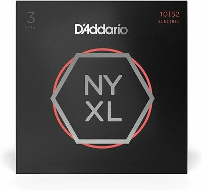 D'Addario NYXL 1052 Nickel Wound Electric Guitar Strings, Light Top/ Heavy Bottom, 10-52, 3 Sets (NYXL1052-3P)