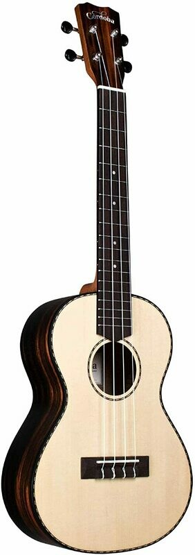 Cordoba 21C Solid Spruce Top, Striped Ebony Concert Ukulele