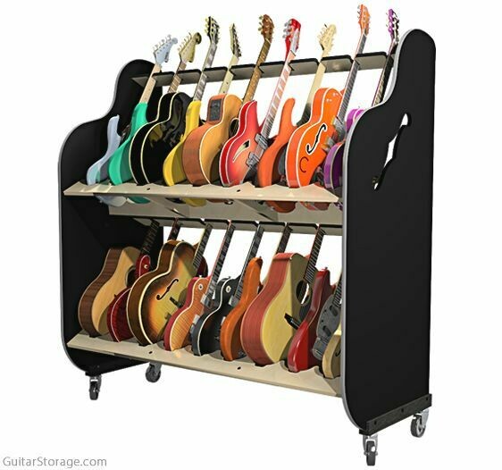 The Session-Pro™ Double-Stack Mobile Guitar & Case Racks