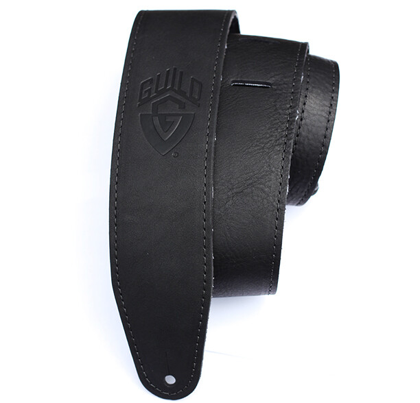 Guild Leather Guitar Strap, Leather Guitar Strap - Black - Made in the USA