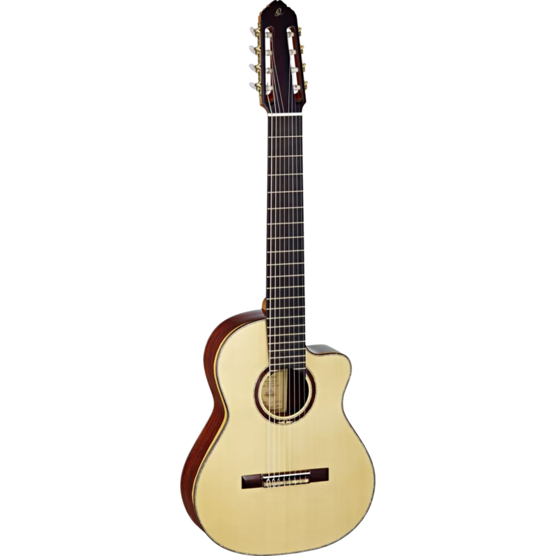 Ortega Signature Series - JRSM-COS, 8-string Classical Guitar, All Solid Wood - Spruce Top, Cocobolo Back/Sides - Handmade in Spain - Includes Heavy Duty Road Case