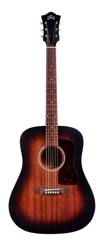 Guild D-20 - Vintage Sunburst - Solid African Mahogany Top, Back, Sides - Acoustic Steel String Guitar - Hand Made in USA