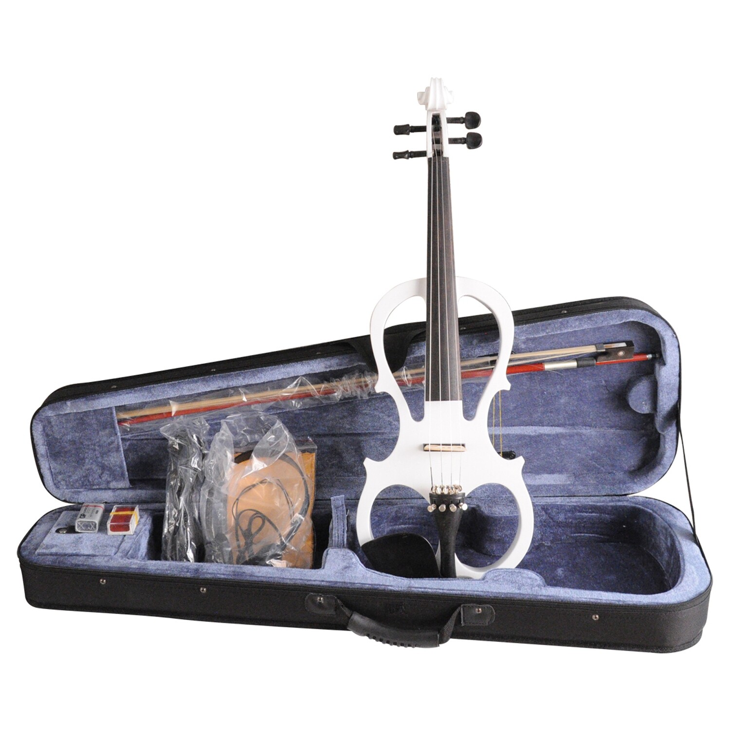 Aileen 4/4 White Electric Violin VE008B, Include FOAMED CASE + BOW + HEADPHONE + ROSIN