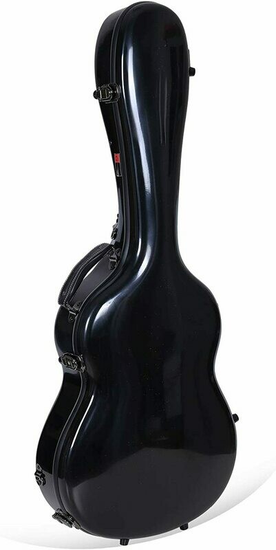 Crossrock Deluxe Fiberglass Classical Guitar Case, 4/4 Full Size, Black (CRF2021CBK)
