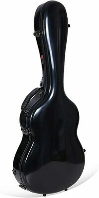 Crossrock Deluxe Fiberglass Classical Guitar Case, 4/4 Full Size, Black (CRF2020CBK)