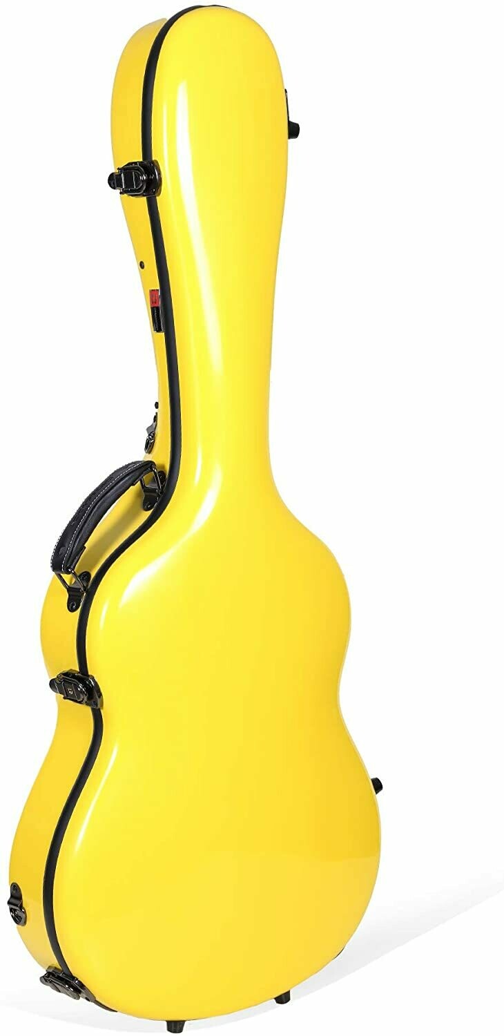 Crossrock Deluxe Fiberglass Classical Guitar Case, 4/4 Full Size, Yellow (CRF2020CYL)