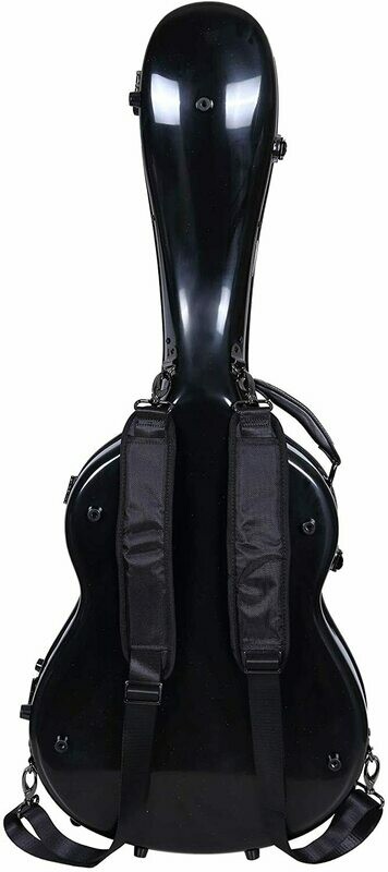 Crossrock Deluxe Fiberglass Classical Guitar Case, 4/4 Full Size, Black (CRF2021CBK)