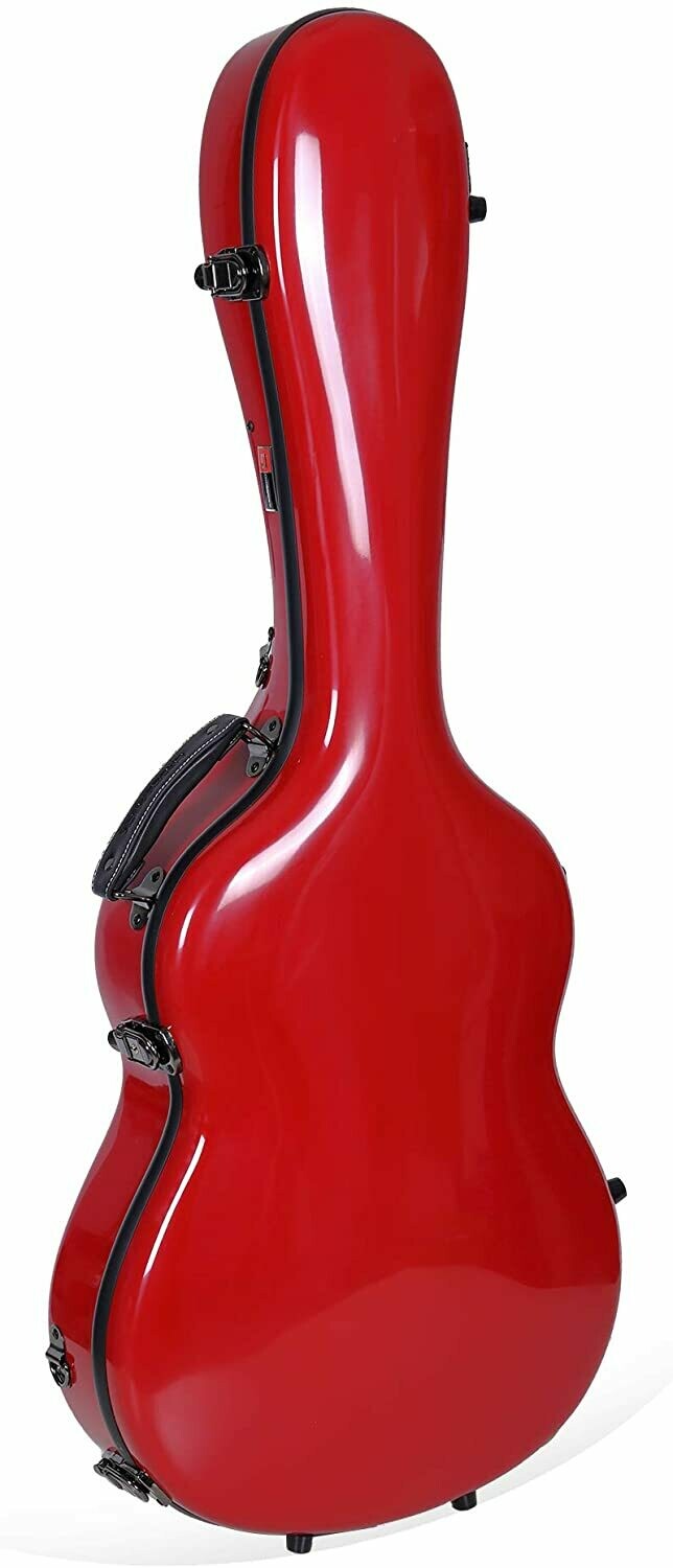 Crossrock Deluxe Fiberglass Classical Guitar Case, 4/4 Full Size, Red (CRF2020CRD)