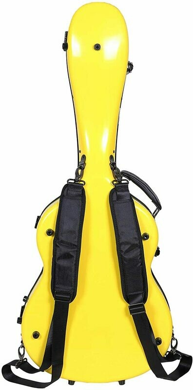 Crossrock Deluxe Fiberglass Classical Guitar Case, 4/4 Full Size, Yellow (CRF2020CYL)