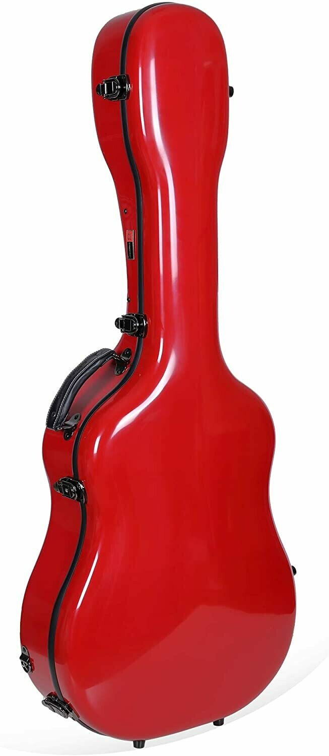 Crossrock Deluxe Fiberglass Dreadnought Guitar Case,  40/41", Red (CRF2021DRD)