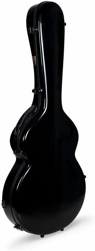 Crossrock 335 style guitar case, Fiberglass hard shell with Backpack Straps, Black (CRF1000SABK)