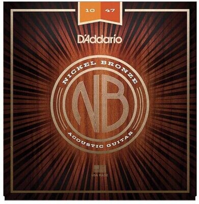 D'Addario NB1047, Nickel Bronze Acoustic Guitar Strings, Extra Light, 10-47