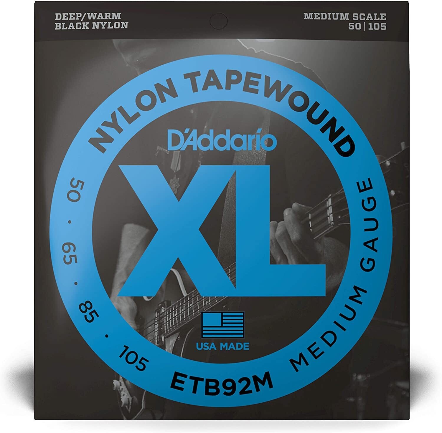 D'Addario ETB92M Tapewound Bass Guitar Strings, Medium, 50-105, Medium Scale