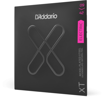 D'Addario XT Electric Nickel Plated Steel Electric Guitar Strings, 09-42 Super Light Set - XTE0942