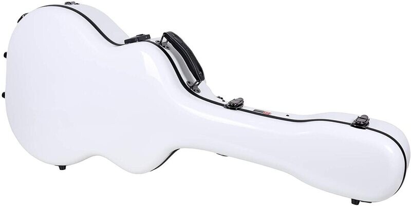 Crossrock Deluxe Fiberglass Case for Grand Auditorium Guitar, White