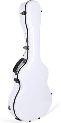 Crossrock Deluxe Fiberglass Case for Grand Auditorium Guitar, White