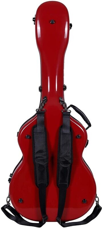 Crossrock Deluxe Fiberglass Case for Grand Auditorium Guitar, Red