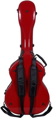 Crossrock Deluxe Fiberglass Case for Grand Auditorium Guitar, Red