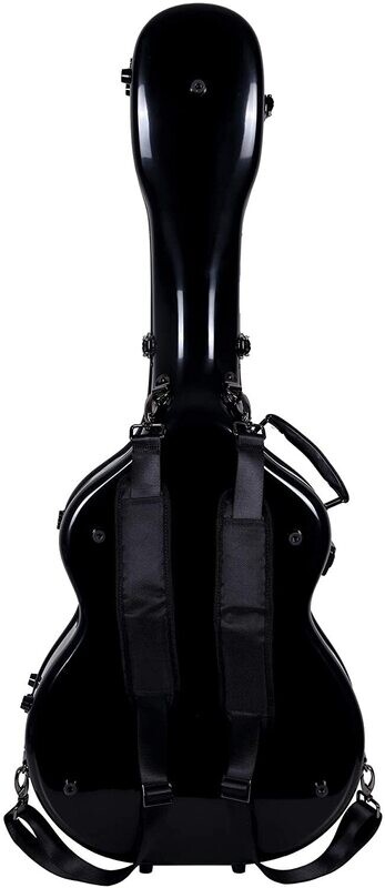 Crossrock Deluxe Fiberglass Case for Grand Auditorium Guitar, Black