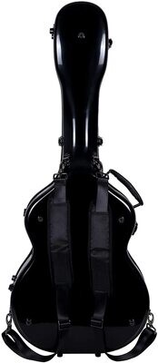 Crossrock Deluxe Fiberglass Case for Grand Auditorium Guitar, Black