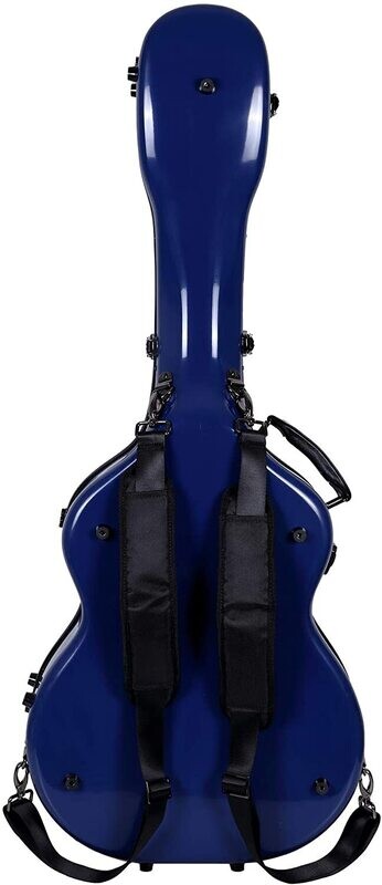 Crossrock Deluxe Fiberglass Case for Grand Auditorium Guitar, Navy Blue