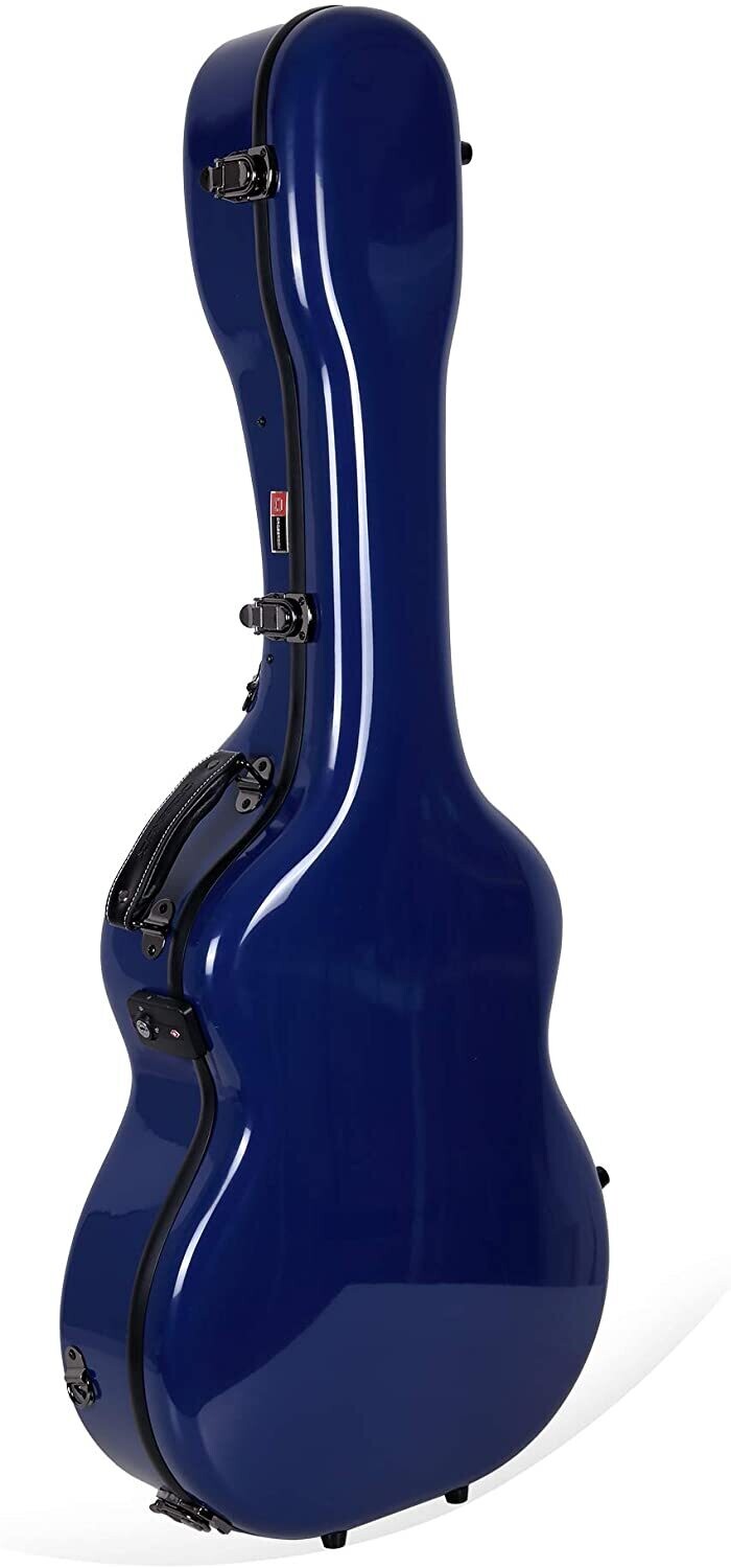 Crossrock Deluxe Fiberglass Case for Grand Auditorium Guitar, Navy Blue