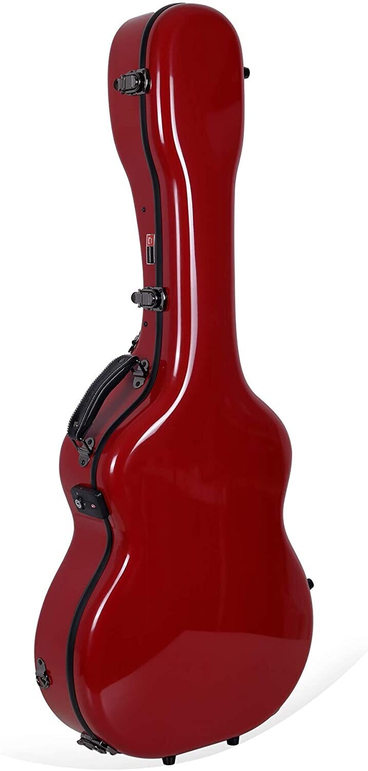Crossrock Deluxe Fiberglass Case for Grand Auditorium Guitar, Red