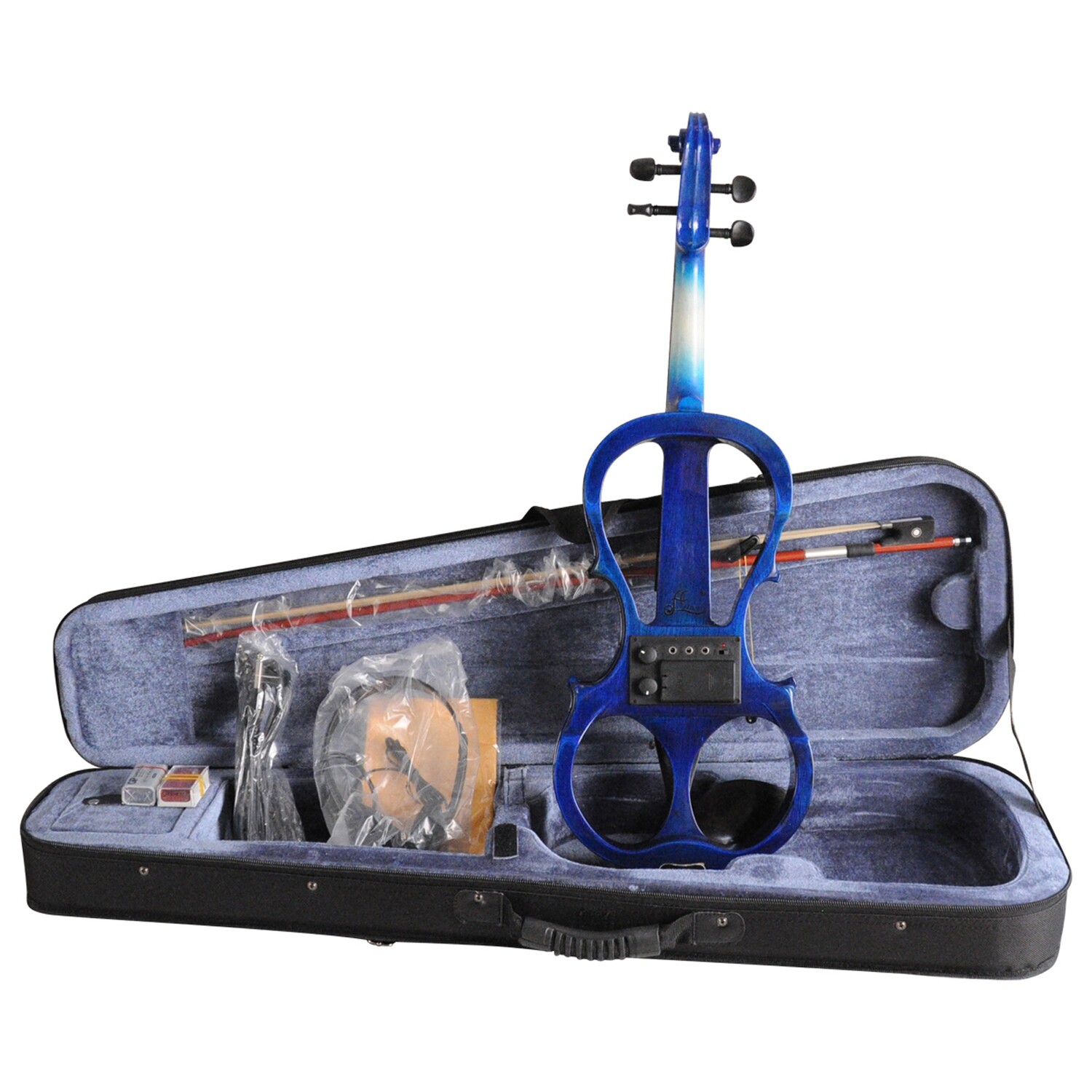 Aileen 4/4 Blue Electric Violin VE008B, Include FOAMED CASE + BOW + HEADPHONE + ROSIN