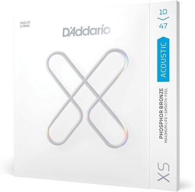 D'Addario XS Acoustic Guitar Strings, Phosphor Bronze, Light, 12-String, 10-47