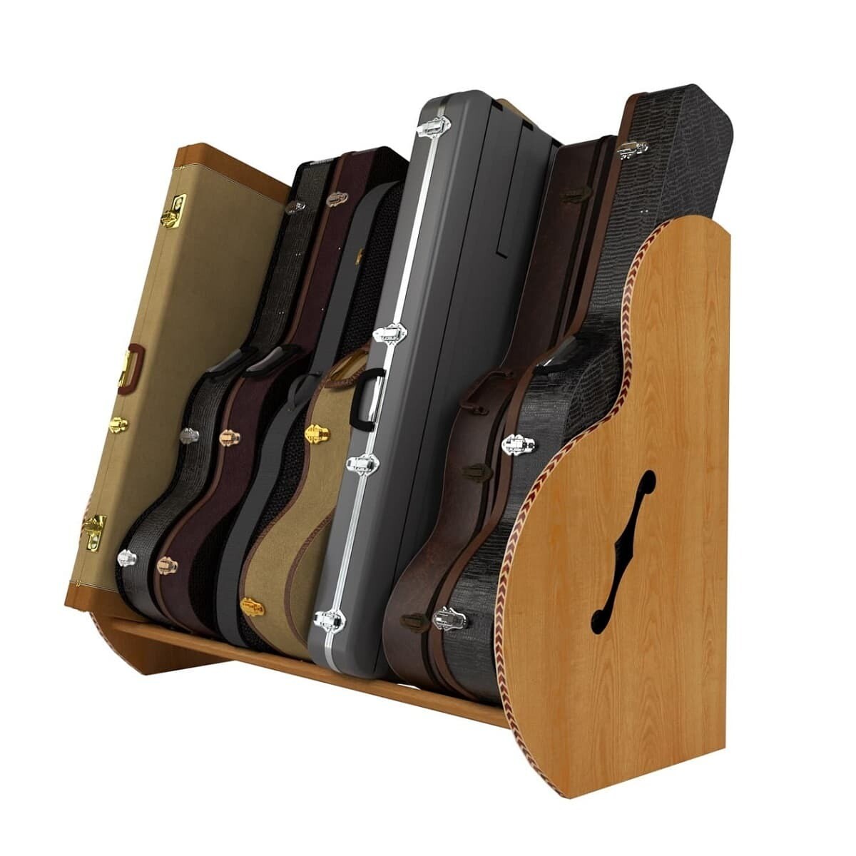 The Studio™ Deluxe Guitar Case Storage Rack (7-9 cases) - Red Oak