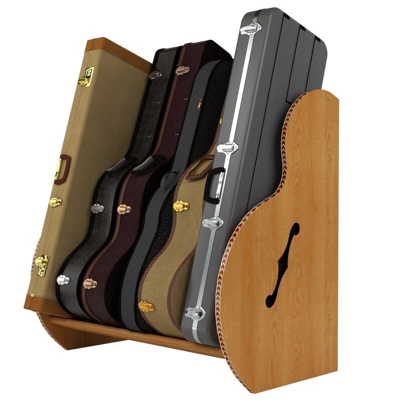 The Studio™ Deluxe Guitar Case Storage Rack (5-7 cases) - Red Oak - Short