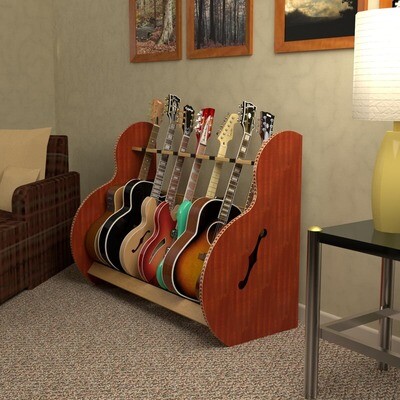 The Session Deluxe Multiple Guitar Stands (5-Guitars) - Mahogany